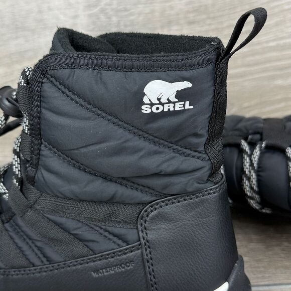 Sorel Whitney II Short Lace Warm Waterproof Little Girl Sz 3 Black Snow Boots - Picture 11 of 12